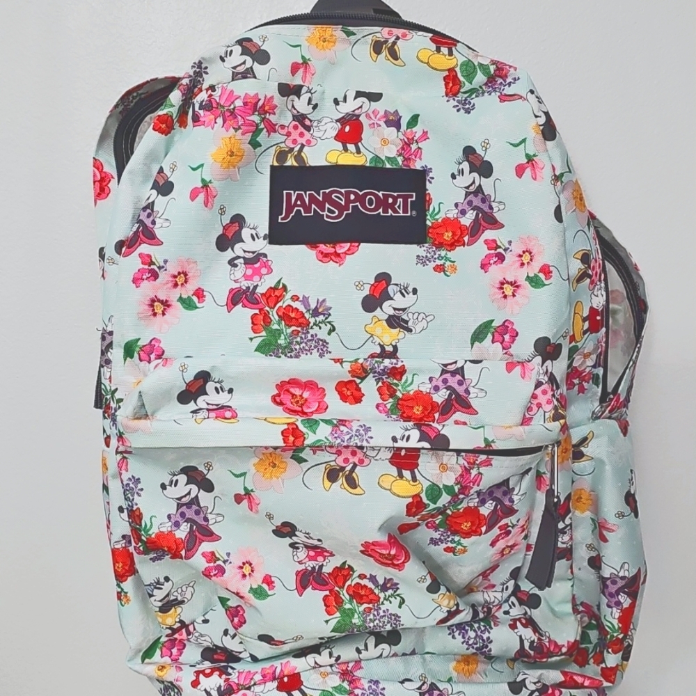 Jansport Disney Backpack with Colorful Floral Design Minnie and Daisy